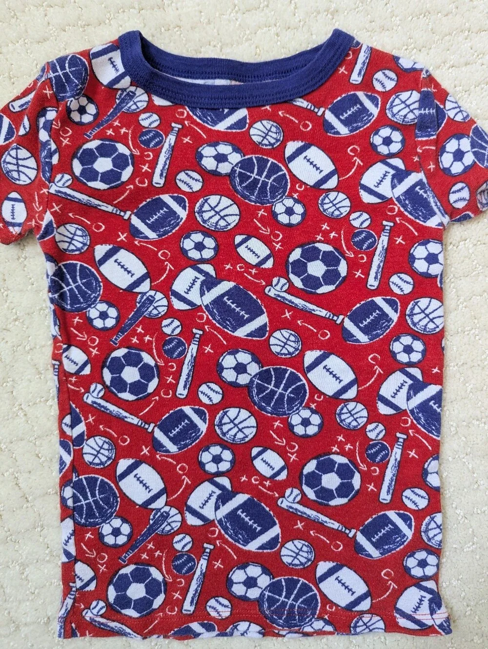 Cat & Jack Toddler Sports Theme Sleepwear Set (3pcs) - Red & Navy Size 4t